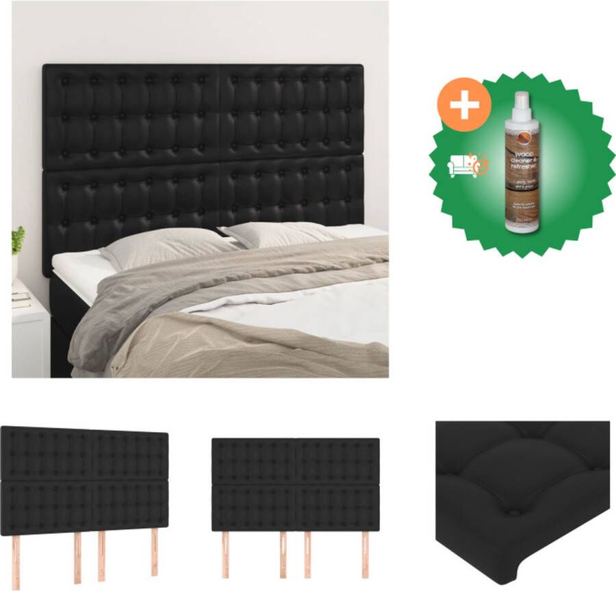 VidaXL Hoofdbord Bedombouw 144 x 5 x 118 128 cm Zwart Kunstleer Bedonderdeel Inclusief Houtreiniger en verfrisser