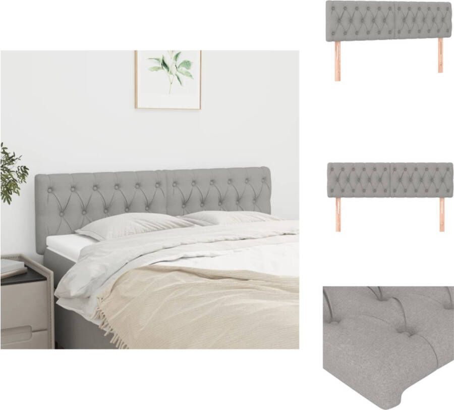 VidaXL Hoofdbord Hoofdborden Hoofdeinde Houten Hoofdbord Hoofdborden 2 st 80x7x78 88 cm stof lichtgrijs - Foto 3