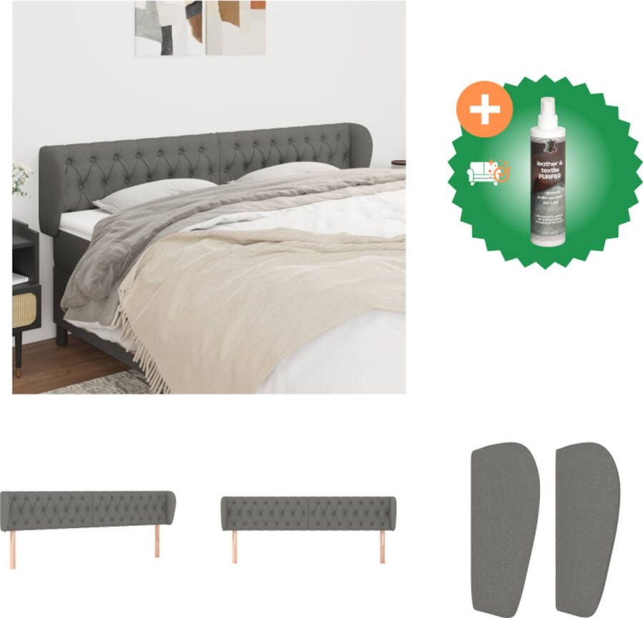 VidaXL Hoofdbord Classic s Hoogteverstelbaar Donkergrijs 183x23x78 88 cm Bedonderdeel Inclusief Reiniger