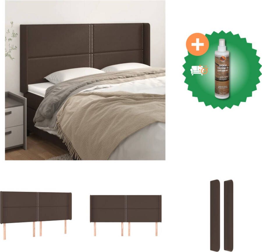 VidaXL Hoofdbord Bedombouw 203 x 16 x 118 128 cm Bruin Kunstleer Bedonderdeel Inclusief Houtreiniger en verfrisser