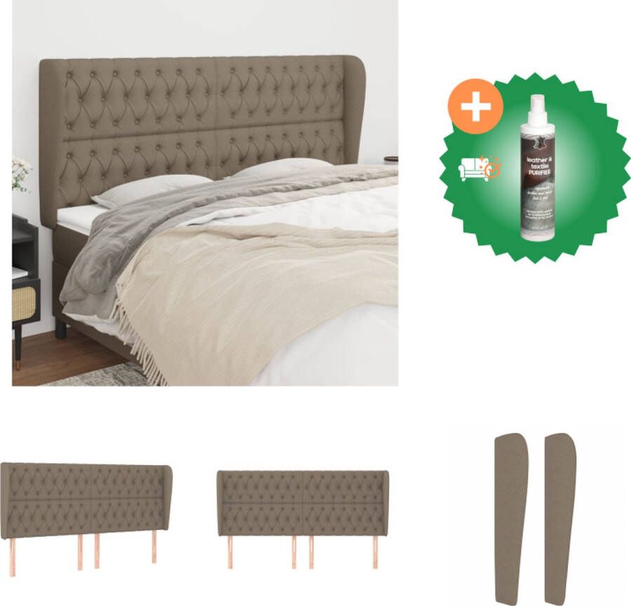 VidaXL Hoofdbord met randen 203x23x118 128 cm stof taupe Bedonderdeel Inclusief Reiniger