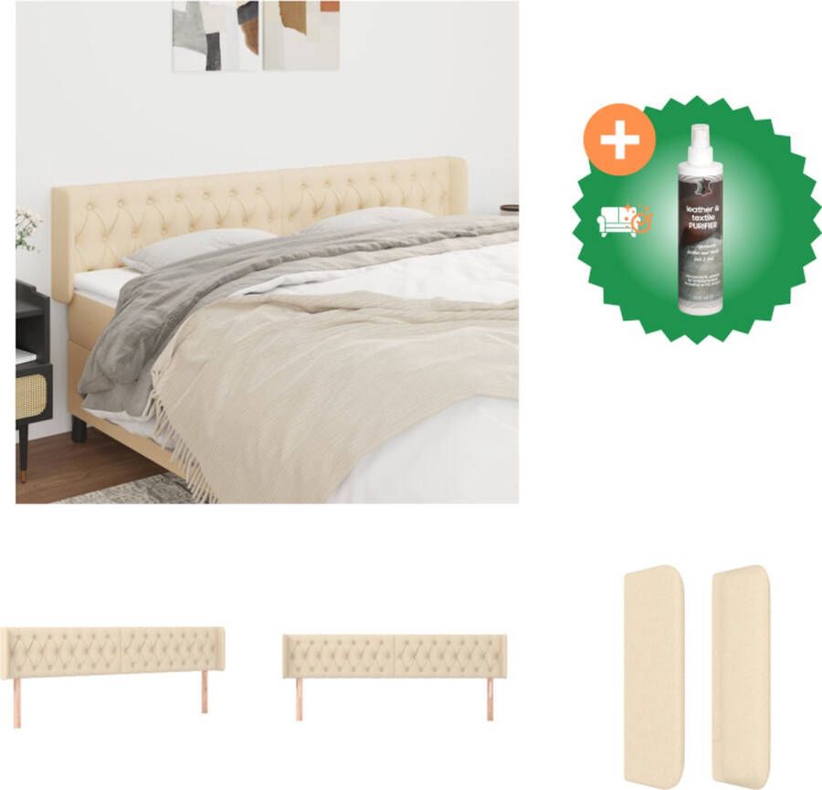VidaXL Hoofdbord Bedombouw 203x16x78 88 cm Crème Stof (100% polyester) bewerkt hout massief larikshout Bedonderdeel Inclusief Reiniger