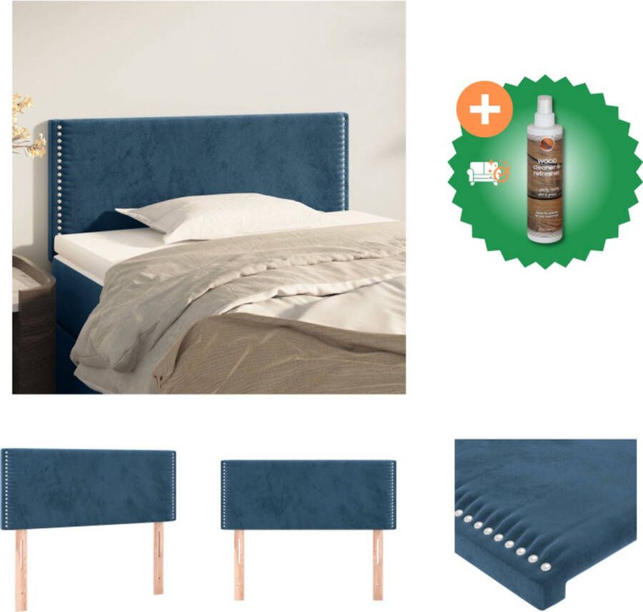 VidaXL Hoofdbord Bedombouw 80 x 33.5 x 78 cm Donkerblauw Fluweel Bedonderdeel Inclusief Houtreiniger en verfrisser - Foto 2