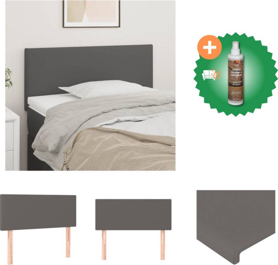 VidaXL Hoofdbord Classic Grijs 80 x 5 x 78 88 cm Duurzaam kunstleer Bedonderdeel Inclusief Houtreiniger en verfrisser