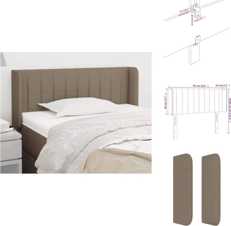 VidaXL Hoofdbord Trendy Hoogte Verstelbaar Duurzaam Comfortabele Ondersteuning Taupe 93 x 16 x 78 88 cm Bedonderdeel