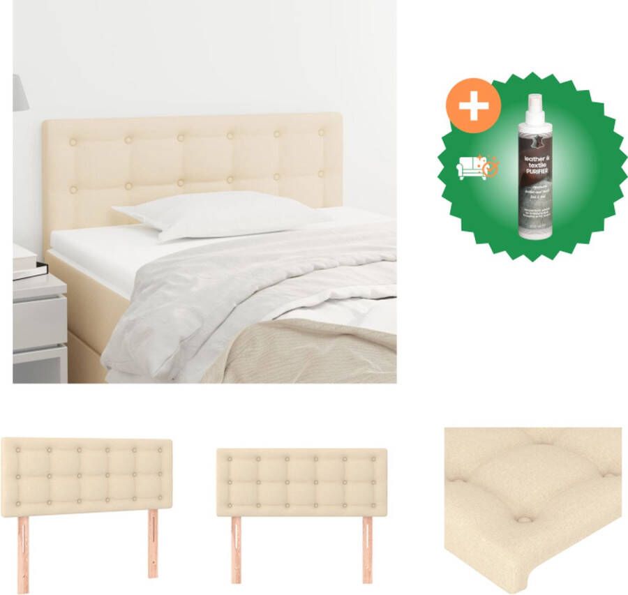 VidaXL Hoofdbord Stella Hoogte verstelbaar Stof Crème 90 x 5 x 78 88 cm Duurzaam materiaal Bedonderdeel Inclusief Reiniger