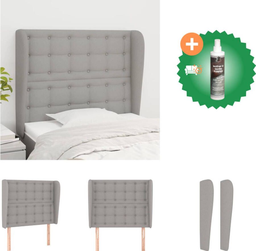 VidaXL Hoofdbord Serene Hoofddecoratie 83 x 23 x 118 128 cm Lichtgrijs Bedonderdeel Inclusief Reiniger