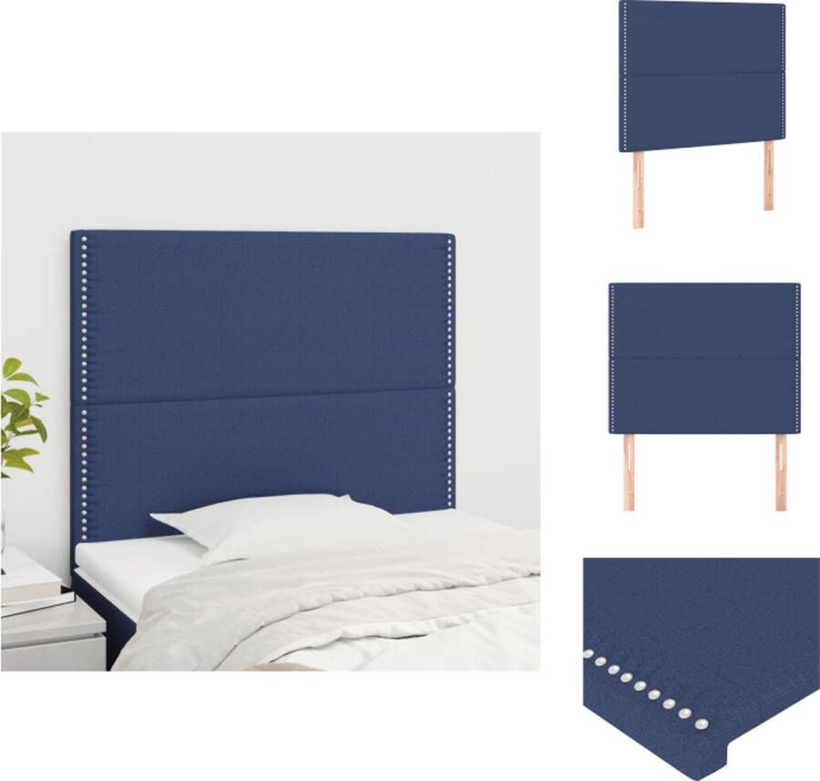 VidaXL Hoofdbord Stijlvol ontwerp Duurzaam materiaal Stevige poten Verstelbare hoogte Comfortabele ondersteuning Kleur- blauw Afmetingen- 100 x 5 x 118 128 cm Levering- 2 x hoofdeind Bedonderdeel