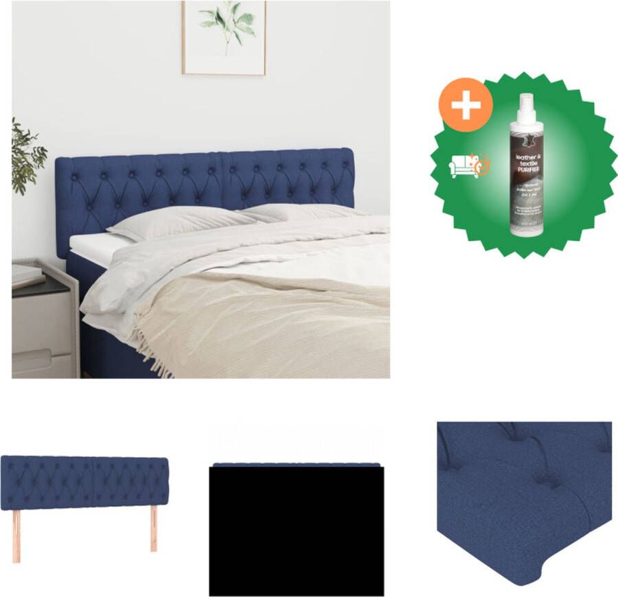 VidaXL Hoofdbord Blauw 160 x 7 x 78 88 cm Stijlvol ontwerp Duurzaam materiaal Verstelbare hoogte Stevige poten Comfortabele ondersteuning Bedonderdeel Inclusief Reiniger - Foto 2