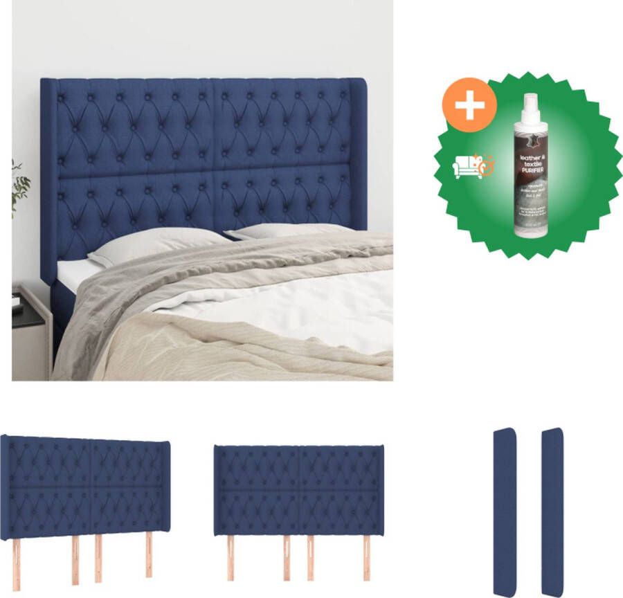 VidaXL Hoofdbord Blauw 163 x 16 x 118 128 cm Trendy design Duurzaam materiaal Stevige poten Bedonderdeel Inclusief Reiniger - Foto 2