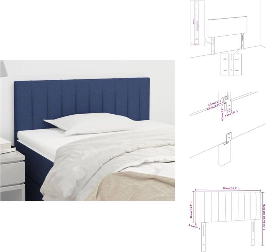VidaXL Hoofdbord Blauw 80 x 33.5 x 78 cm Stijlvol en comfortabel Bedonderdeel