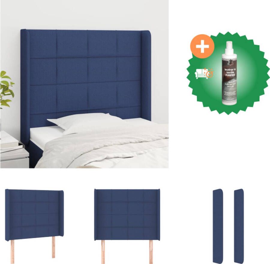 vidaXL Hoofdbord Blauw 93x16x118 128 cm Trendy Design en Comfortabele Ondersteuning Bedonderdeel Inclusief Reiniger