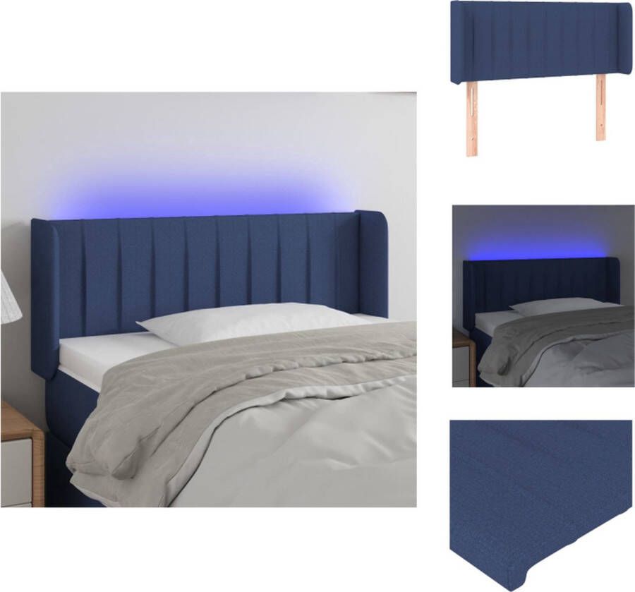 VidaXL Hoofdbord Hoofdborden Hoofdeinde Houten Hoofdbord LED 83x16x78 88 cm stof blauw - Foto 2