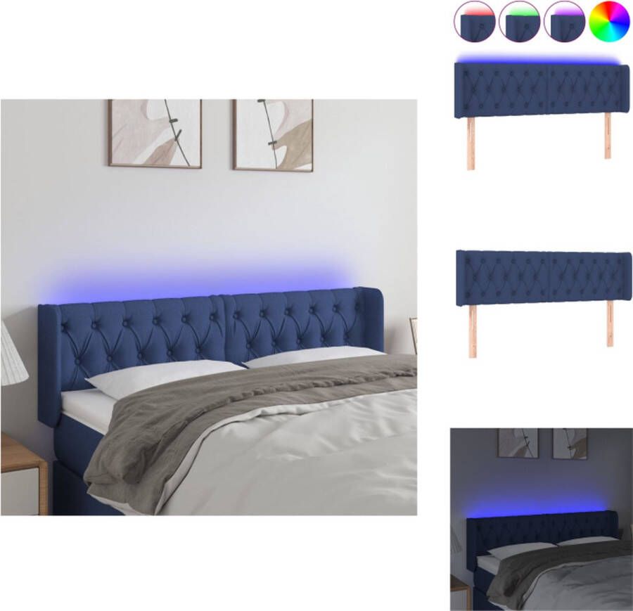 VidaXL Hoofdbord Blauw LED-strip 55cm Verstelbare Hoogte Duurzaam 163x16x78 88cm Bedonderdeel - Foto 2