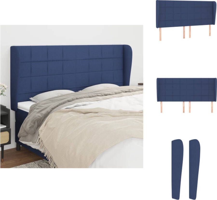 VidaXL Hoofdbord Hoofdborden Hoofdeinde Houten Hoofdbord met randen 183x23x118 128 cm stof blauw - Foto 3