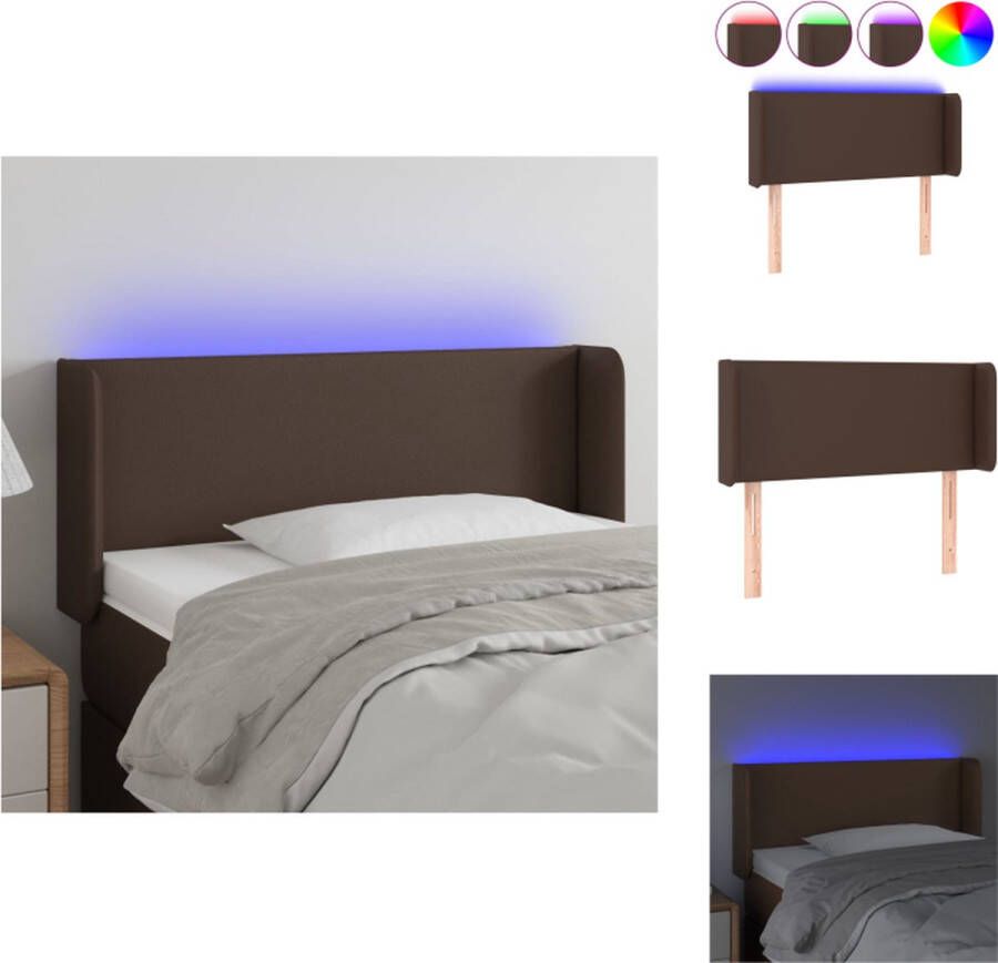 VidaXL Hoofdbord Bruin Kunstleer 103x16x78 88cm Verstelbaar LED-strip Bedonderdeel