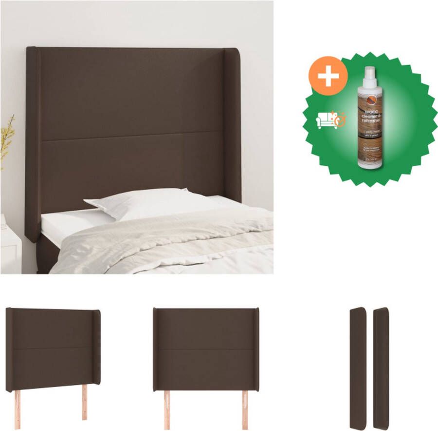 VidaXL Hoofdbord bruin Kunstleer 83x16x118 128 cm Verstelbare hoogte Bedonderdeel Inclusief Houtreiniger en verfrisser