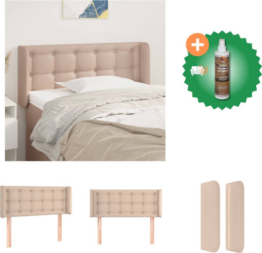 VidaXL Hoofdbord Cappuccino Kunstleer 103 x 16 x 78 88 cm Duurzaam materiaal Verstelbare hoogte Stevige poten Bedonderdeel Inclusief Houtreiniger en verfrisser