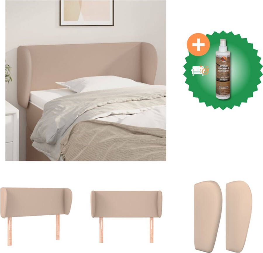 VidaXL Hoofdbord met randen 103x23x78 88 cm kunstleer cappuccinokleur Bedonderdeel Inclusief Houtreiniger en verfrisser