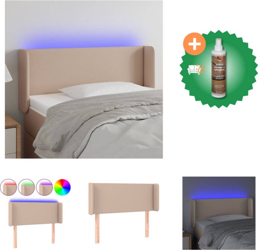 VidaXL Hoofdbord LED 103x16x78 88 cm kunstleer cappuccinokleurig Bedonderdeel Inclusief Houtreiniger en verfrisser