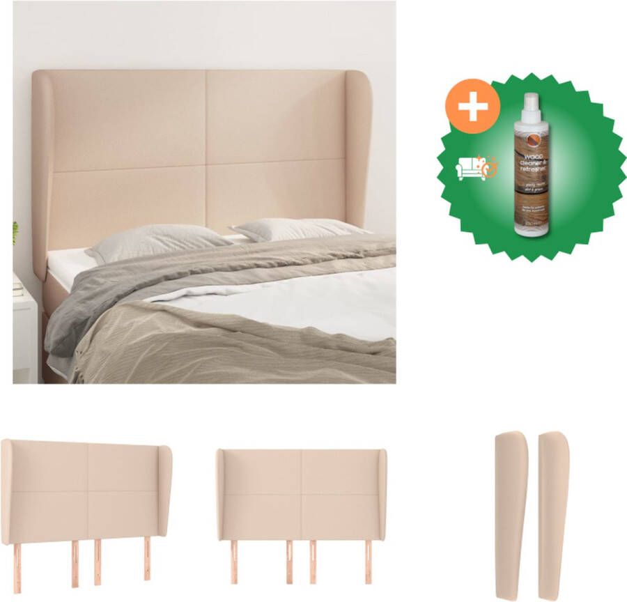 VidaXL Hoofdbord Cappuccino Kunstleer 147x23x118 128cm Duurzaam materiaal Stabiele poten Verstelbare hoogte Bedonderdeel Inclusief Houtreiniger en verfrisser