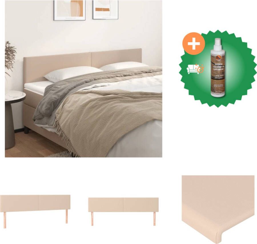 VidaXL Hoofdborden 2 st 100x5x78 88 cm kunstleer cappuccinokleurig Bedonderdeel Inclusief Houtreiniger en verfrisser - Foto 2