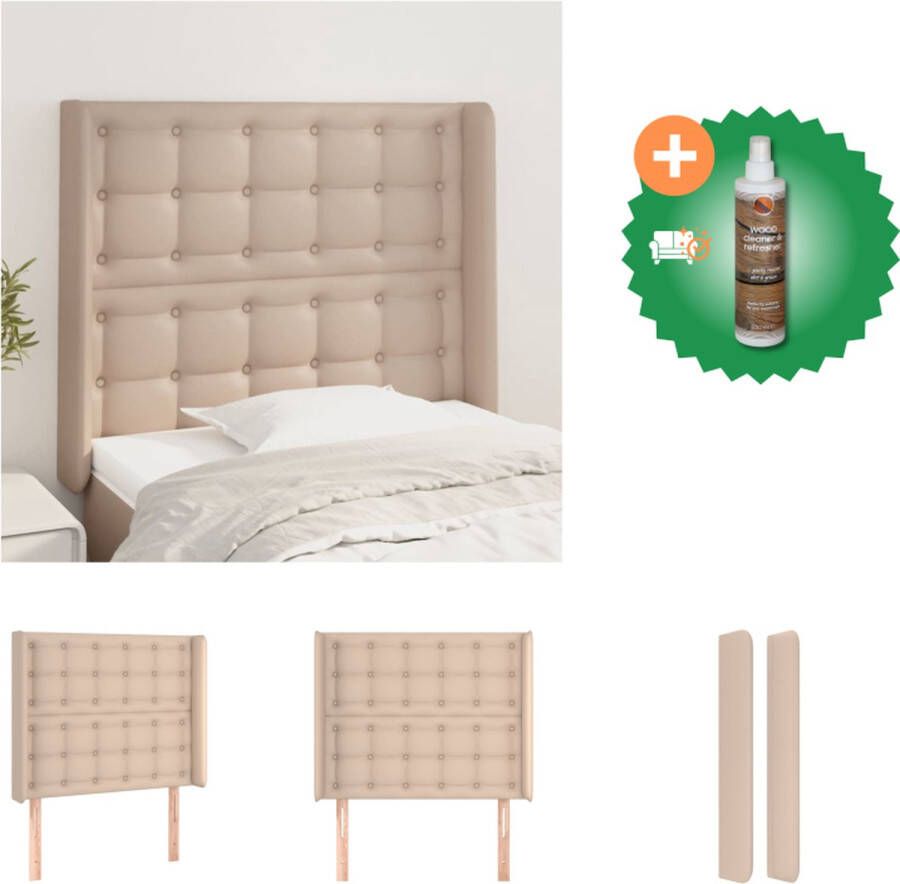 VidaXL Hoofdbord met randen 83x16x118 128 cm kunstleer cappuccinokleur Bedonderdeel Inclusief Houtreiniger en verfrisser