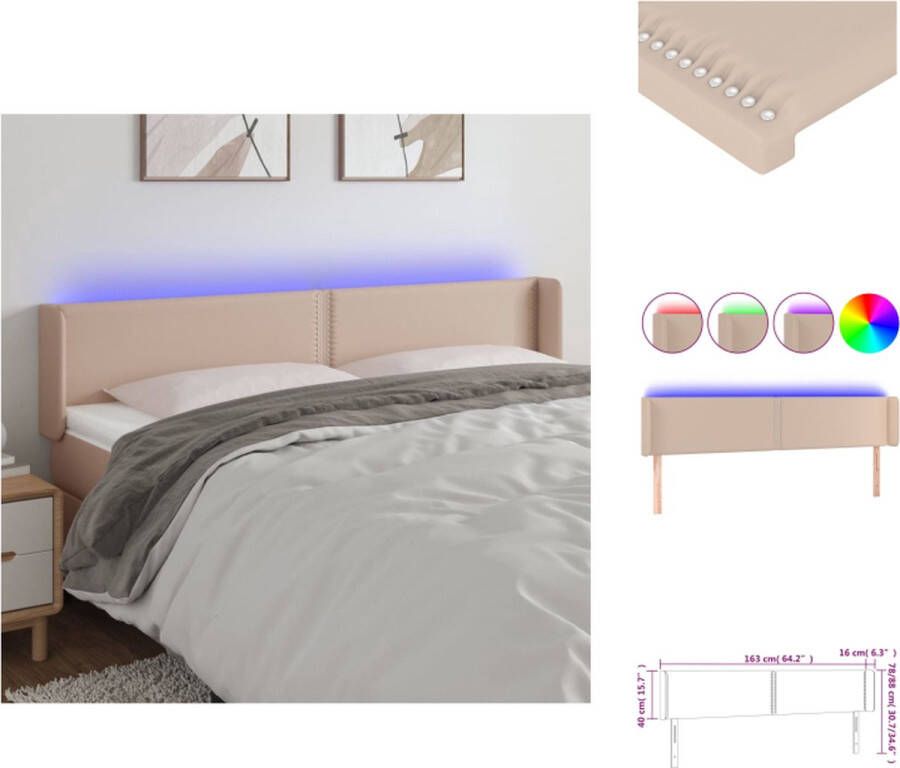 VidaXL Hoofdbord Cappuccino Kunstleer Verstelbaar LED-verlichting 163 x 16 x 78 88 cm Bedonderdeel