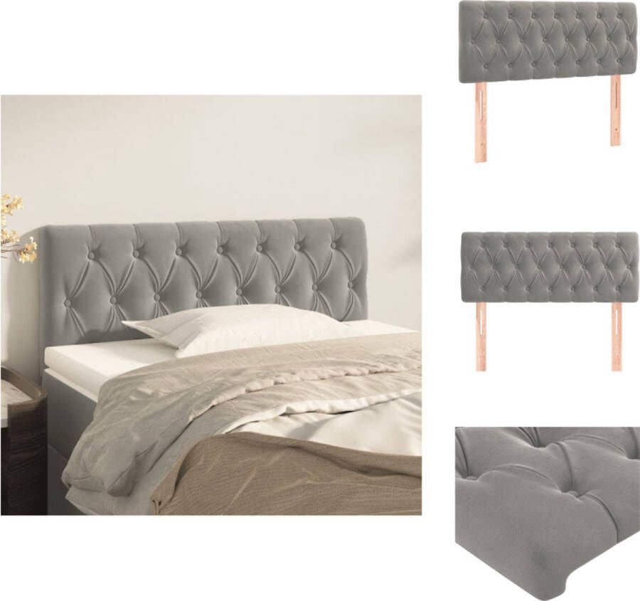 VidaXL Hoofdbord Hoofdborden Hoofdeinde Houten Hoofdbord 100x7x78 88 cm fluweel lichtgrijs - Foto 2