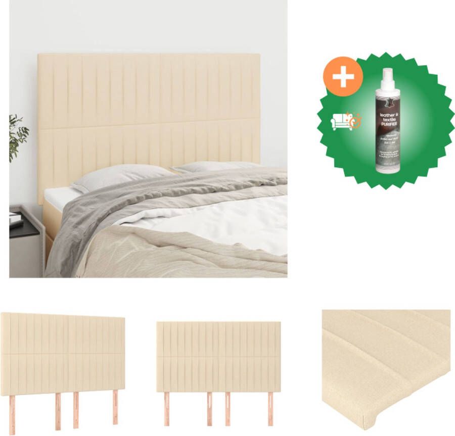 VidaXL Hoofdbord Classic 144x118 cm Crème Stof Massief larikshout Bedonderdeel Inclusief Reiniger