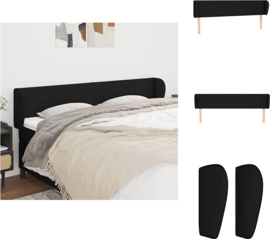 VidaXL Hoofdbord Classic 163 x 23 x 78 88 cm Zwart stof Verstelbaar Duurzaam en comfortabel Bedonderdeel