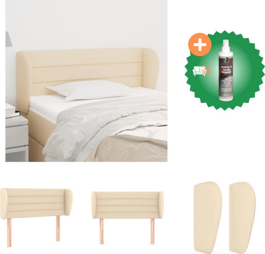 VidaXL Hoofdbord Classic 93 x 23 x 78 88 cm Crème Duurzaam stof Verstelbare hoogte Bedonderdeel Inclusief Reiniger