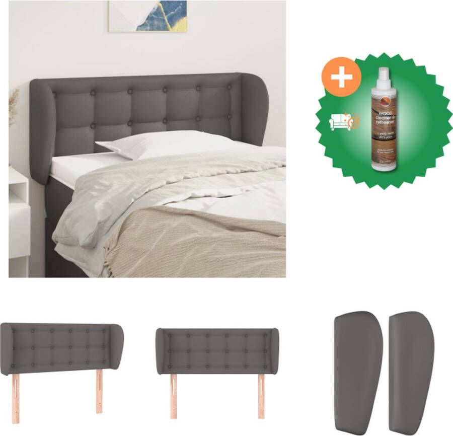 VidaXL Hoofdeind Klassiek Bedombouw Afmetingen- 93 x 23 x 78 88 cm Materiaal- Kunstleer Kleur- Grijs Bedonderdeel Inclusief Houtreiniger en verfrisser
