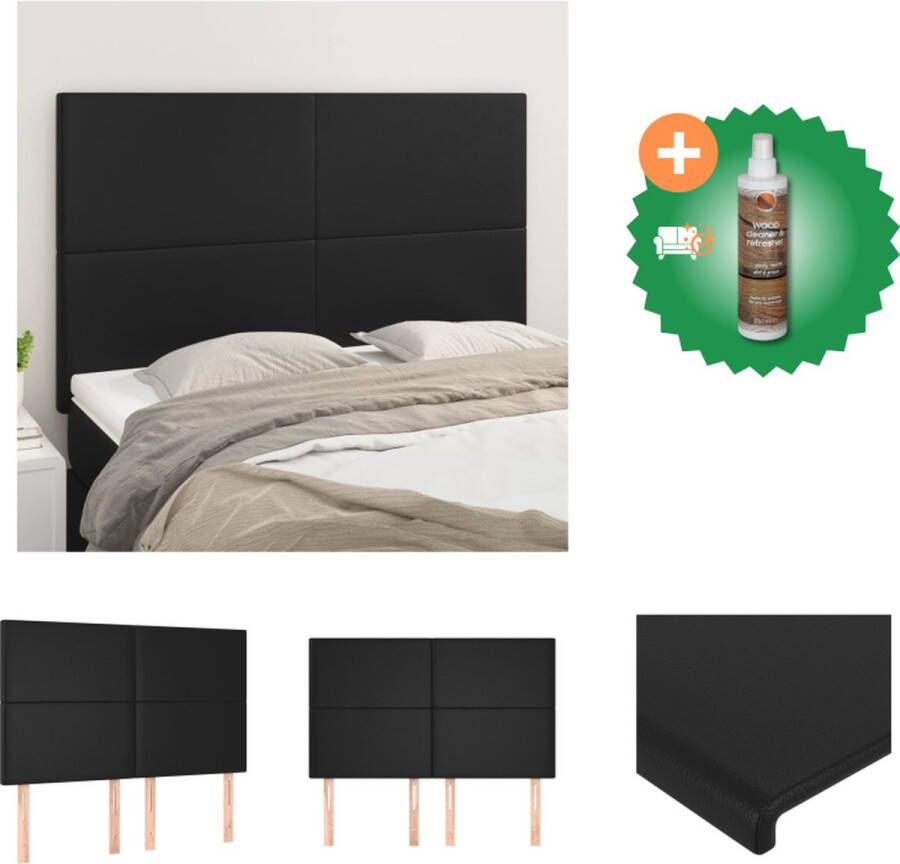 VidaXL Hoofdbord Classic Bedaccessoire 144 x 5 x 118 128 cm Zwart Kunstleer Bedonderdeel Inclusief Houtreiniger en verfrisser