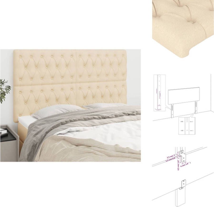 VidaXL Hoofdbord Hoofdborden Hoofdeinde Houten Hoofdbord Hoofdborden 4 st 72x7x78 88 cm stof crèmekleurig - Foto 3