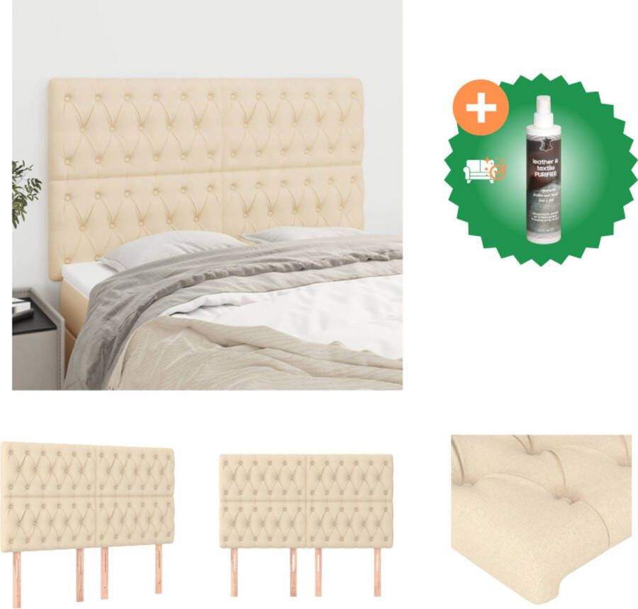 VidaXL Hoofdbord Classic Bedaccessoires 144x7x118 128 cm Crème Bedonderdeel Inclusief Reiniger