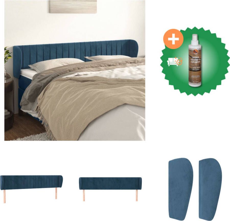 VidaXL Hoofdbord Classic Bedaccessoires 183x23x78 88 cm Donkerblauw Bedonderdeel Inclusief Houtreiniger en verfrisser