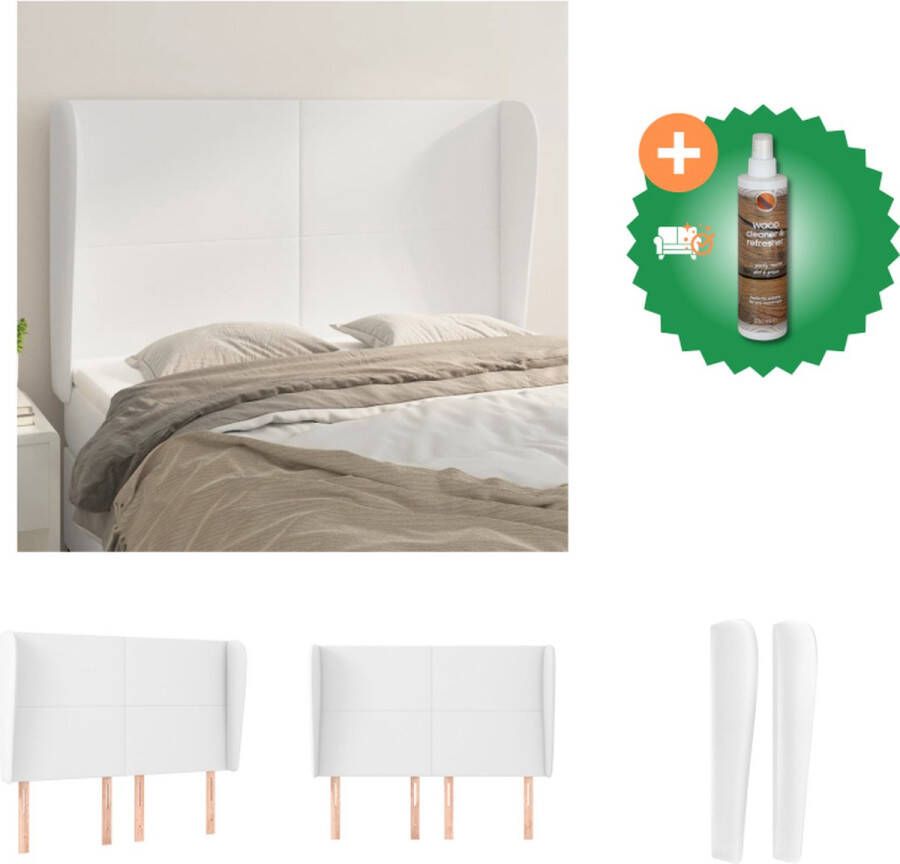 VidaXL Hoofdeind Hoofdbord Kunstleer Verstelbare Hoogte Stevige Poten Comfortabele Ondersteuning Wit 147x23x118 128 cm Bedonderdeel Inclusief Houtreiniger en verfrisser