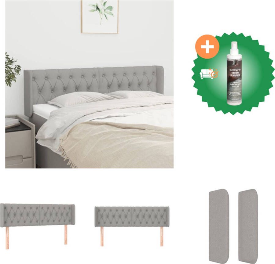 VidaXL Hoofdeind Bed Lichtgrijs Stof Verstelbare Hoogte Comfortabele Ondersteuning 163x16x78 88cm Bedonderdeel Inclusief Reiniger