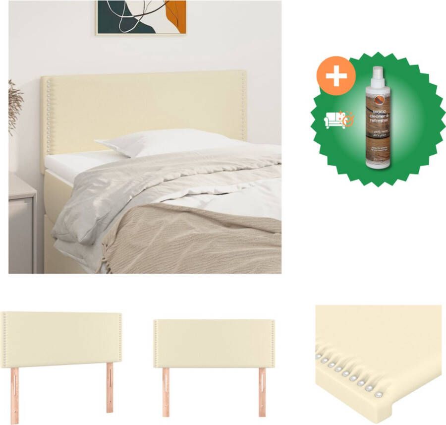 VidaXL Hoofdbord Classic Bedombouw 80 x 33.5 x 78 cm Crème Kunstleer Bedonderdeel Inclusief Houtreiniger en verfrisser