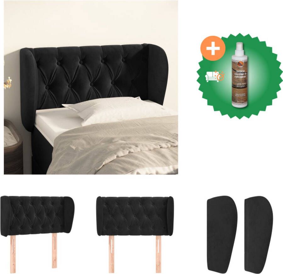 VidaXL Hoofdbord Classic Bedombouw 83 x 23 x 78 88 cm Zwart fluweel Bedonderdeel Inclusief Houtreiniger en verfrisser