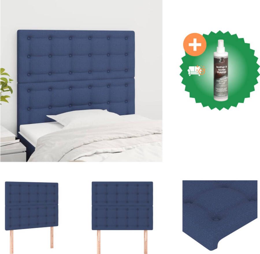 VidaXL Hoofdbord Classic Blauw 80x5x118 128cm Verstelbaar Stof Inclusief 2x hoofdeind Bedonderdeel Inclusief Reiniger