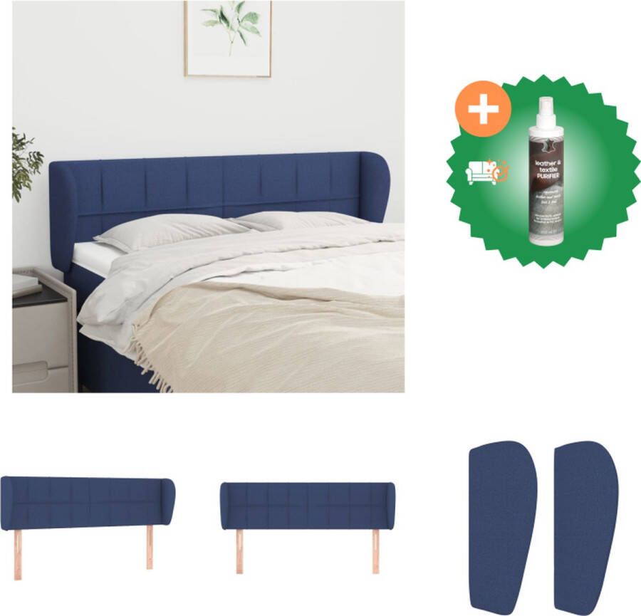 VidaXL Hoofdbord Classic Blue 147 x 23 x 78 88 cm Duurzaam stof en hout Verstelbare hoogte Comfortabele ondersteuning Bedonderdeel Inclusief Reiniger