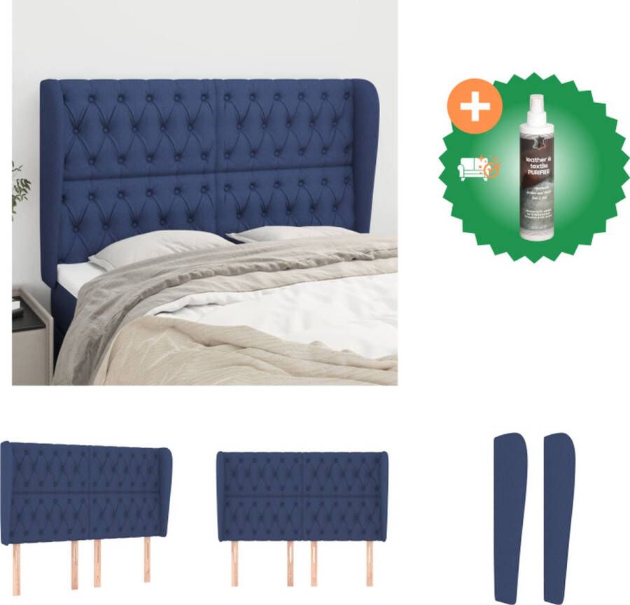 VidaXL Hoofdbord Classic Blue 163x23x118 128 cm Duurzaam stof Stevige houten poten Verstelbare hoogte Comfortabele ondersteuning Bedonderdeel Inclusief Reiniger - Foto 2