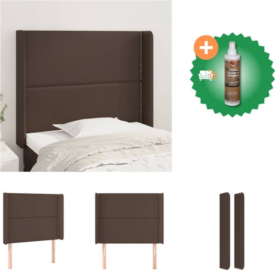 VidaXL hoofdbord Classic bruin 103x16x118 128 cm kunstleer verstelbare hoogte Bedonderdeel Inclusief Houtreiniger en verfrisser
