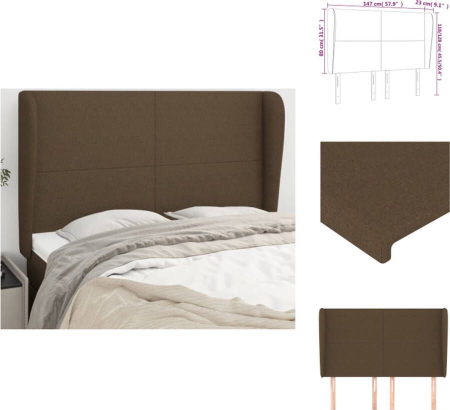 The Living Store Hoofdbord met randen 147x23x118 128 cm stof donkerbruin Hoofd Bord Beddecoratie Hoofdkussen Slaapcomfort Donkere Kleuren - Foto 5