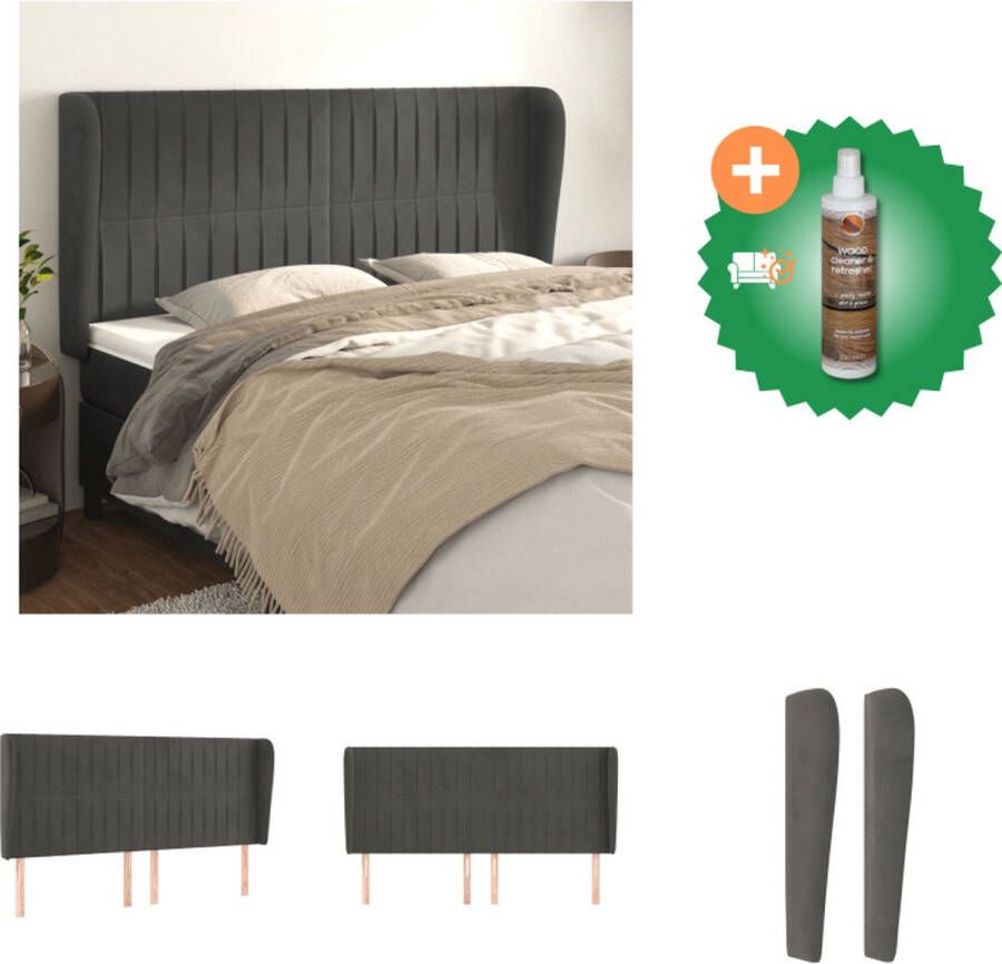 VidaXL Hoofdbord Classic Donkergrijs 163 x 23 x 118 128 cm Bedonderdeel Inclusief Houtreiniger en verfrisser