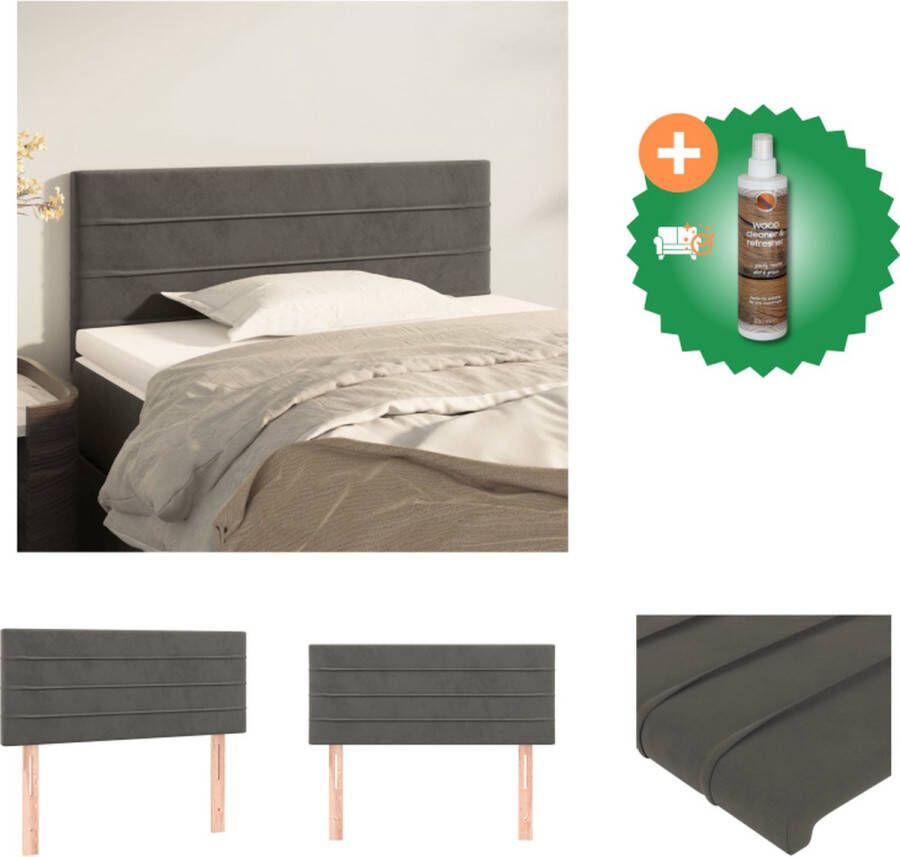 VidaXL Hoofdbord Classic donkergrijs 90 x 5 x 78 88 cm fluweel Bedonderdeel Inclusief Houtreiniger en verfrisser