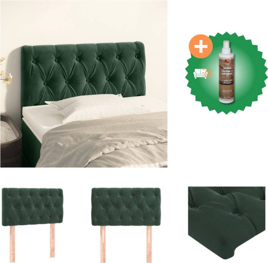VidaXL Hoofdbord Classic Donkergroen 80x7x78 88 cm Fluweel Stevige poten Verstelbare hoogte Bedonderdeel Inclusief Houtreiniger en verfrisser