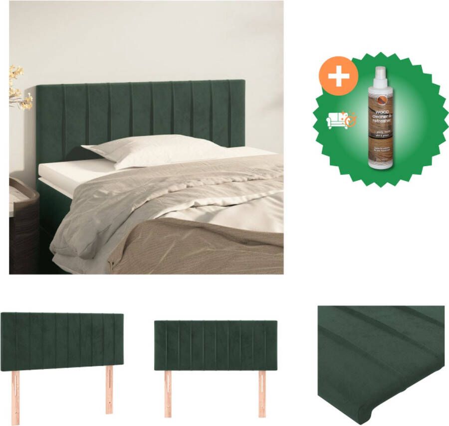 VidaXL Hoofdbord Classic donkergroen fluweel verstelbare hoogte stevige poten comfortabele ondersteuning 80 x 33.5 x 78 cm Bedonderdeel Inclusief Houtreiniger en verfrisser